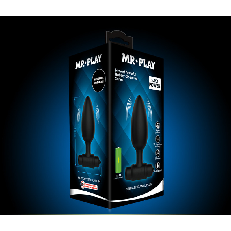Анальная пробка с вибрацией Pretty Love Mr. Play, черная, 11,8 х 3,8 см