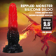 Фаллоимитатор силиконовый Power Monsters Fire Dragon на присоске, черно-красный, 5.5 см х 24.5 см