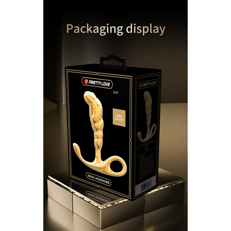 Массажер простаты Pretty Love Jack из циркониевого сплава, золотой, 12,3 х 2,5 см
