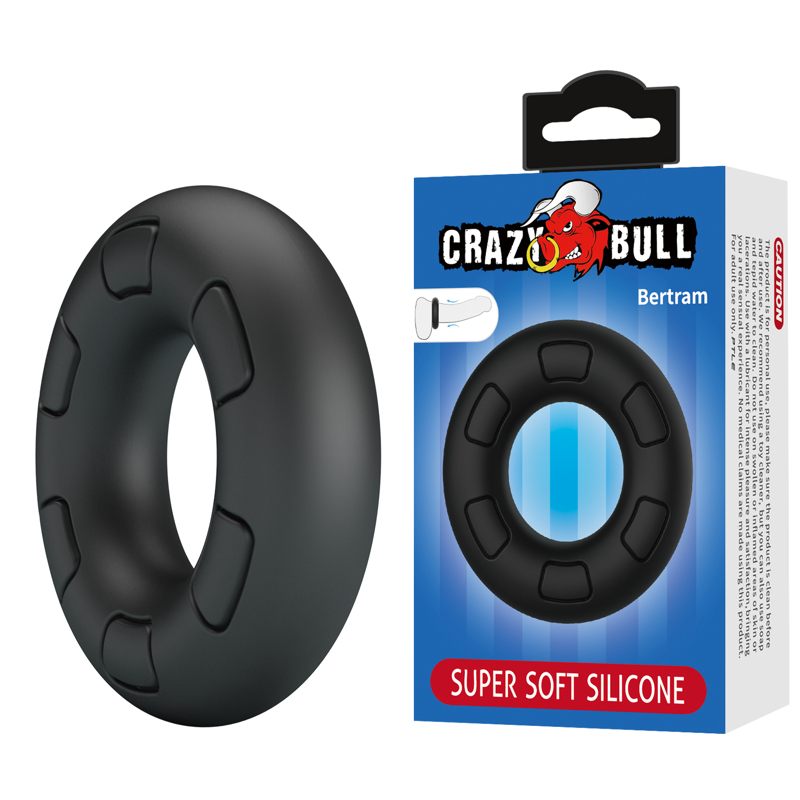 Эрекционное кольцо Crazy Bull Bertram, черное, 6,6 х 1,8 см