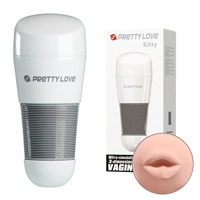 Мастурбатор рот в колбе Pretty Love Kitty, белый, 20,5 х 8,4 см
