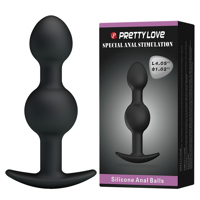 Анальна пробка силіконова PRETTY LOVE Heavy Balls з двома кульками, чорна, 10.4 х 2.6 см Анальна пробка силіконова PRETTY LOVE Heavy Balls з двома кульками, чорна, 10.4 х 2.6 см