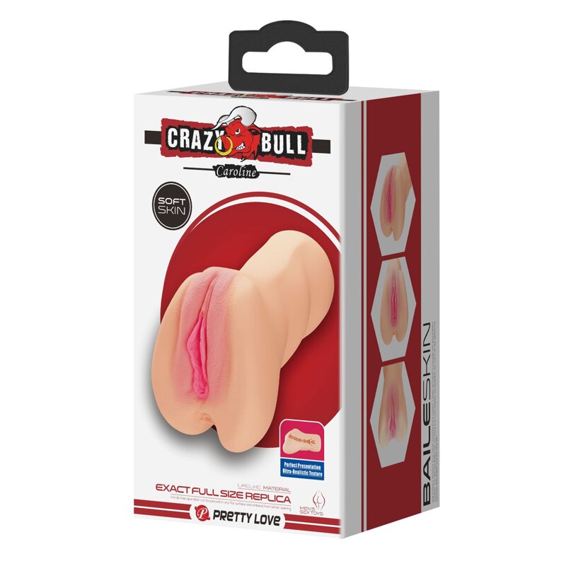 Мастурбатор с двумя входами Crazy Bull Caroline, бежевая, 16 х 9.5 см