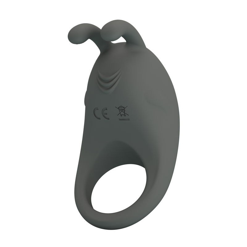 Эрекционное виброкольцо PRETTY LOVE Master Ring с усиками для клитора, серое, 7.5 х 4 см
