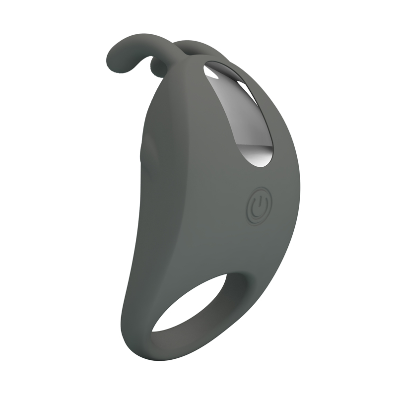 Эрекционное виброкольцо PRETTY LOVE Master Ring с усиками для клитора, серое, 7.5 х 4 см