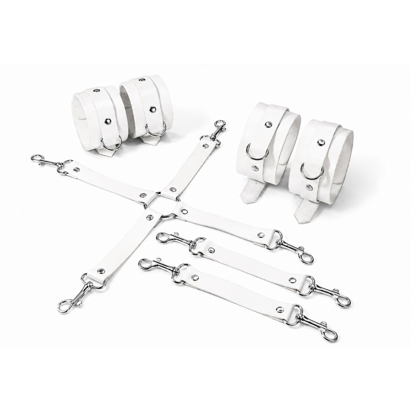 Набор для БДСМ Feral Feelings BDSM Kit 3 White, наручники, поножи, крестовина