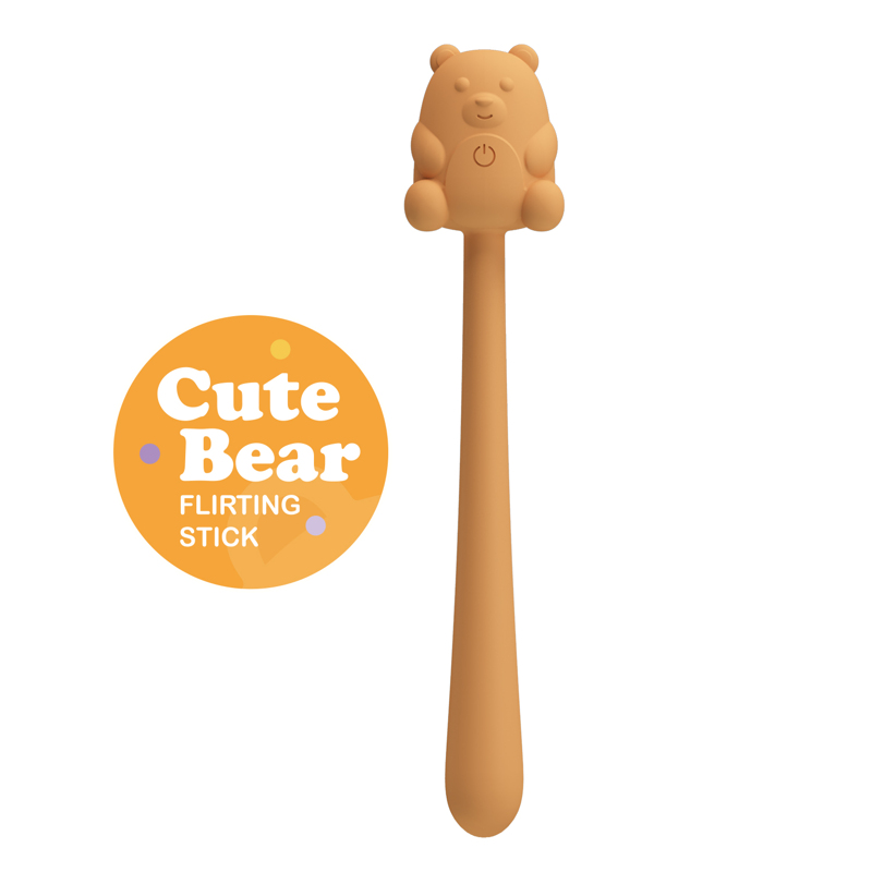 Мини-вибратор на палочке PRETTY LOVE Cute Bear гибкий, жёлтый, 13.3 х 1.2 см