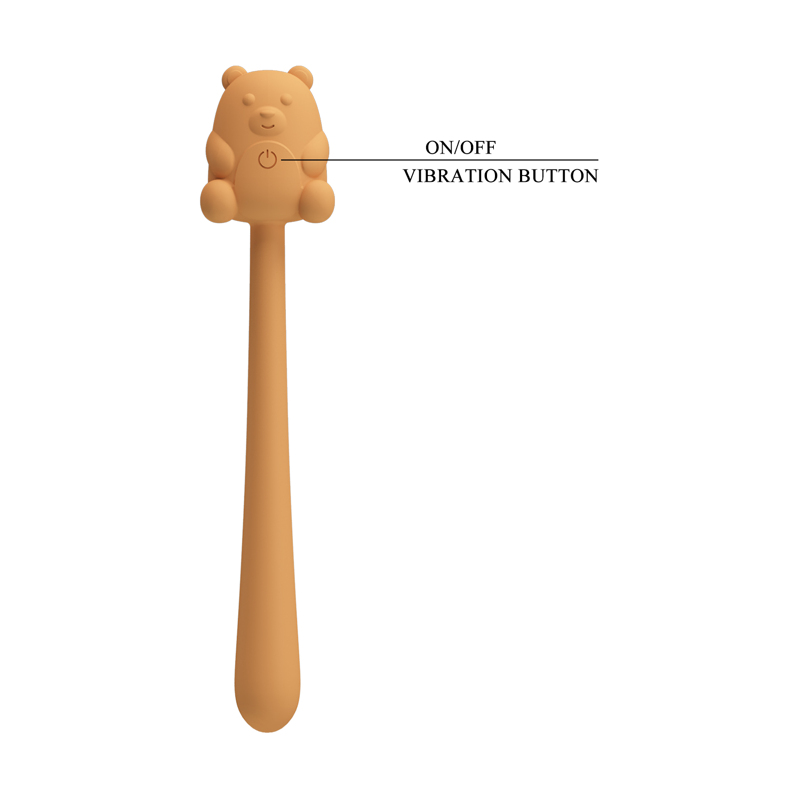 Мини-вибратор на палочке PRETTY LOVE Cute Bear гибкий, жёлтый, 13.3 х 1.2 см