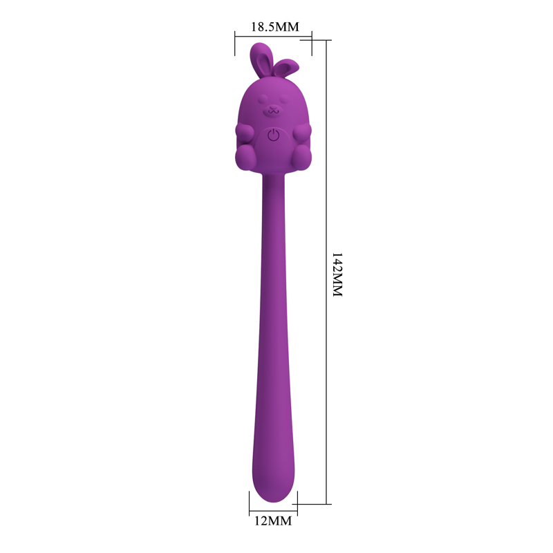 Мини-вибратор на палочке PRETTY LOVE Cute Bunny гибкий, фиолетовый, 14.2 х 1.8 см