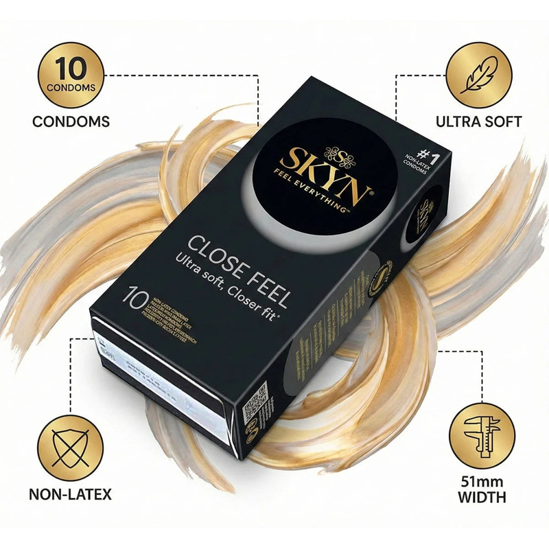 Презервативы с рельефом Skyn Close Feel, безлатексные (полиизопрен), 10 шт