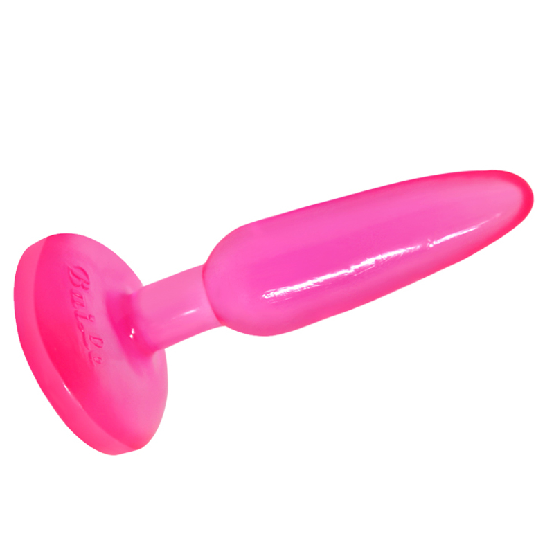 Анальная пробка на присоске BAILE Butt Plug, розовая, 14 × 3.5 см