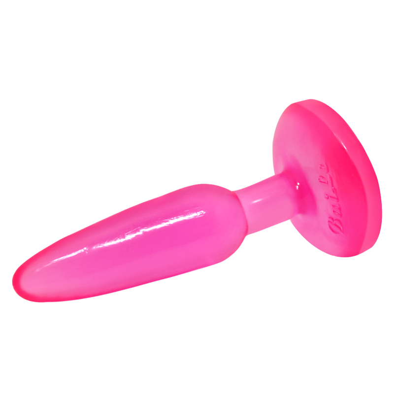 Анальная пробка на присоске BAILE Butt Plug, розовая, 14 × 3.5 см