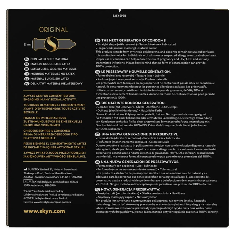 Презервативы безлатексные (полиизопрен) Skyn Original, 10 шт