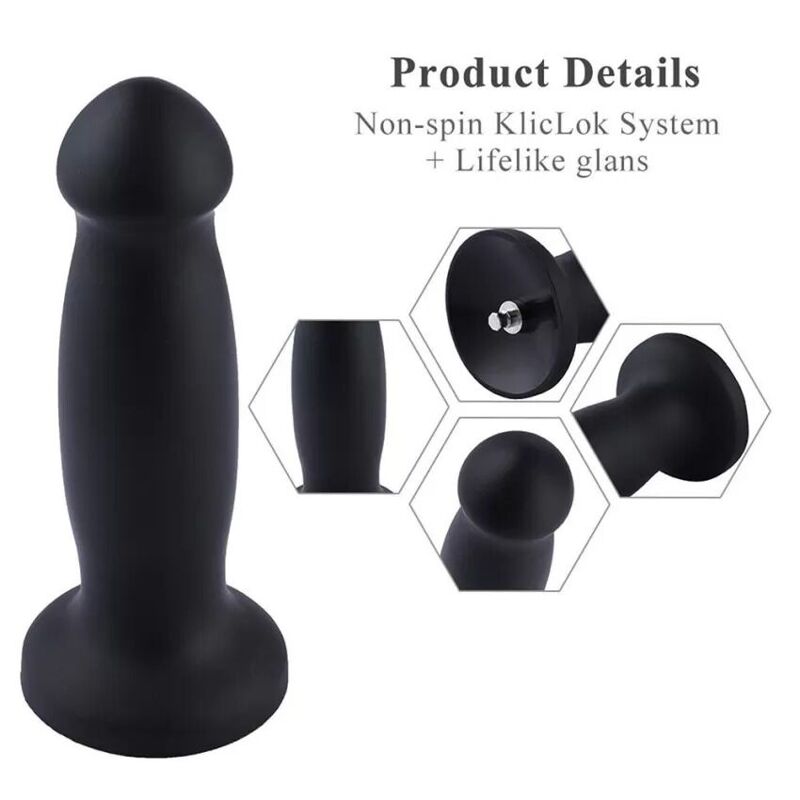 Силиконовый дилдо для секс-машин Hismith 7.2" Black Silicone Anal Dildo, система KlicLok