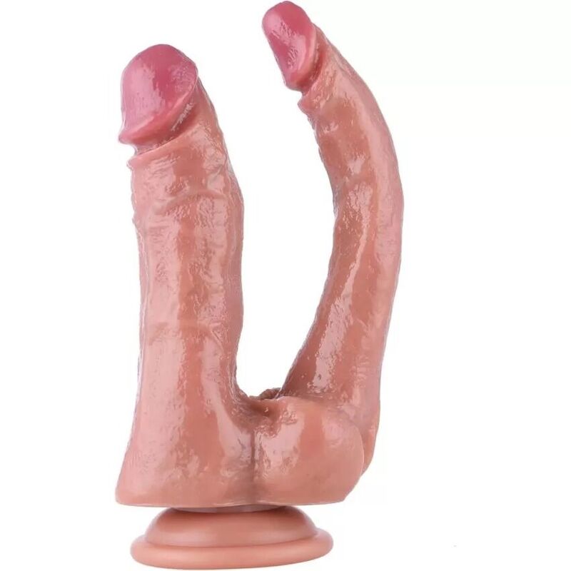 Двойной фаллоимитатор для секс-машин Hismith Double Penetrator, 9.25″, KlicLok и присоска