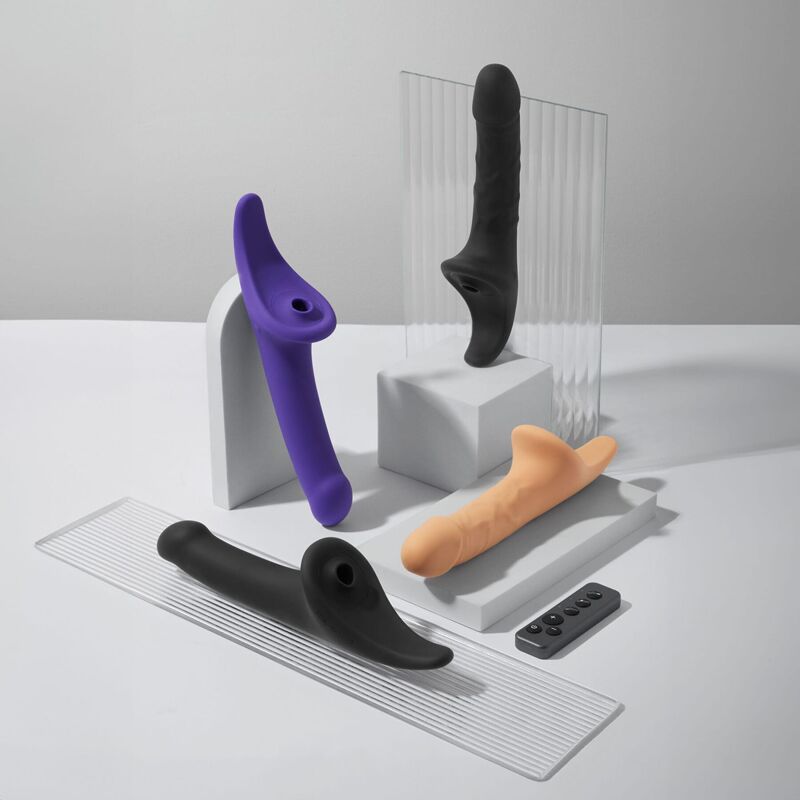 Вибронасадка для страпона с вакуумной стимуляцией Strap-On-Me Multi Orgasm Dildo L Purple