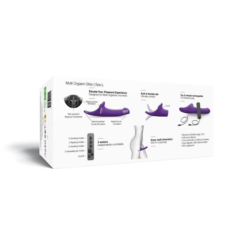 Вибронасадка для страпона с вакуумной стимуляцией Strap-On-Me Multi Orgasm Dildo L Purple