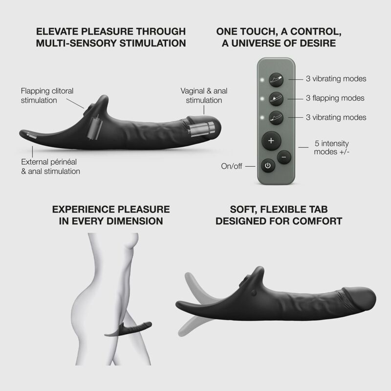 Вибронасадка для страпона с вакуумной стимуляцией Strap-On-Me Multi Orgasm Realistic Dildo M Black