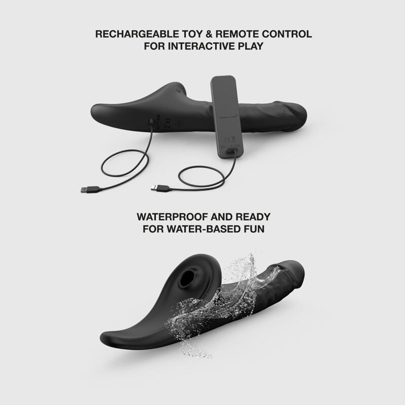Вибронасадка для страпона с вакуумной стимуляцией Strap-On-Me Multi Orgasm Realistic Dildo XL Black