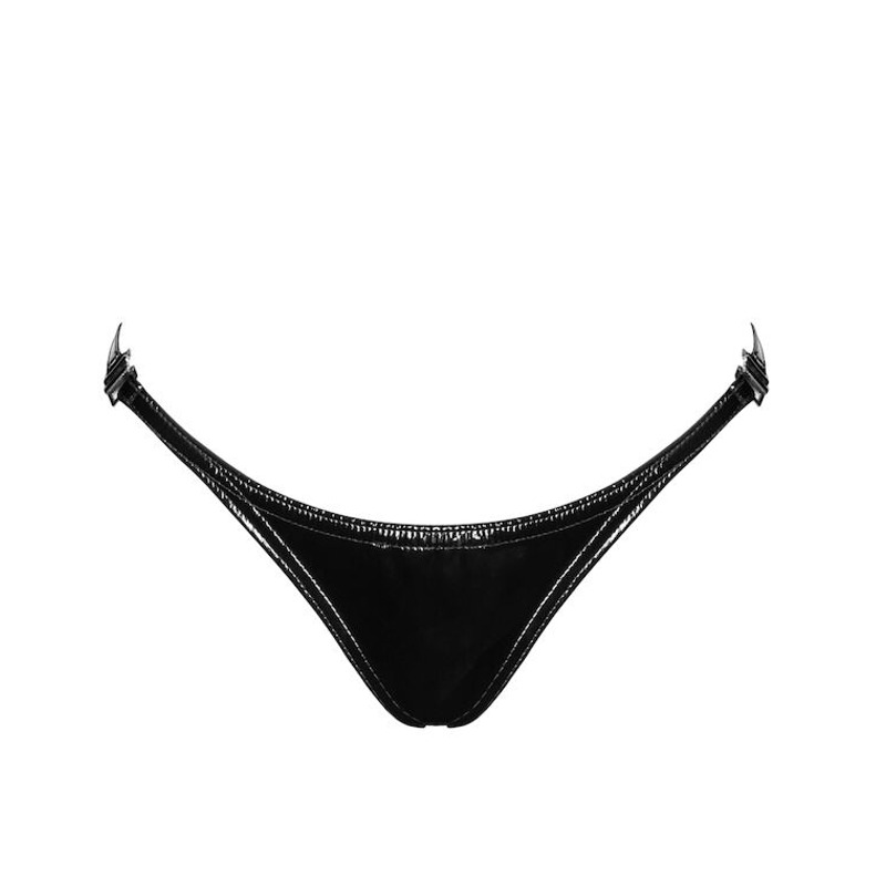 Трусики Noir Handmade P014 Dominae PVC panty with silver clasp 3XL