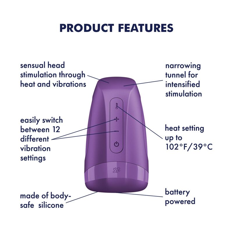 Мастурбатор Satisfyer Men Heat Vibration Battery Series имитатор минета, подогрев и вибрация