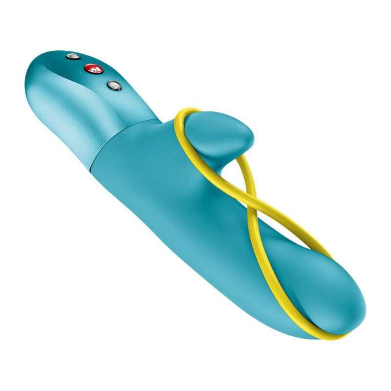 Мини вибратор-кролик со стимулирующей лентой Fun Factory AMORINO Aquamarine, лента съемная