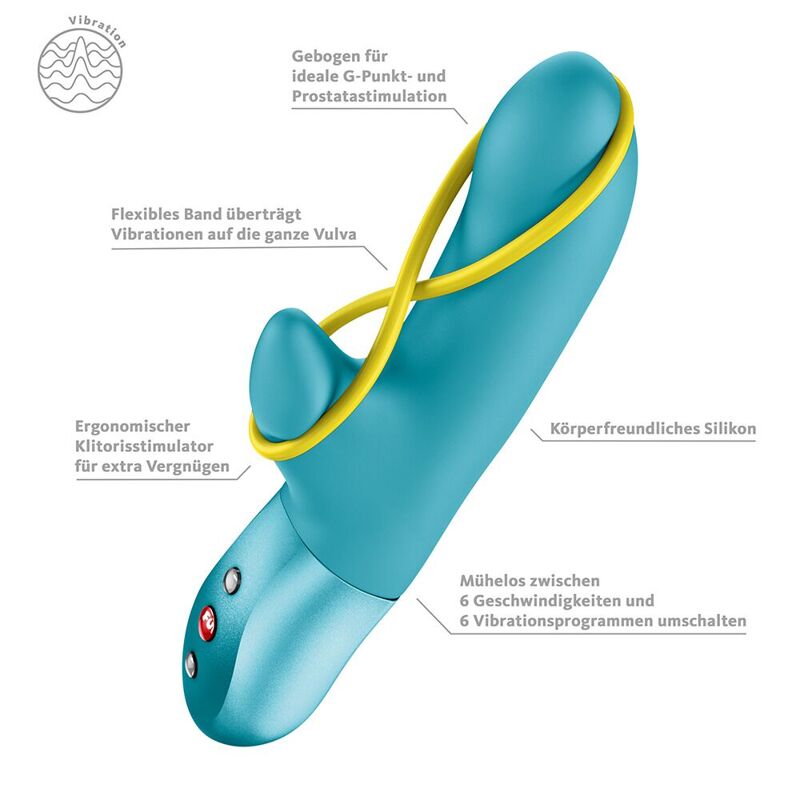 Мини вибратор-кролик со стимулирующей лентой Fun Factory AMORINO Aquamarine, лента съемная