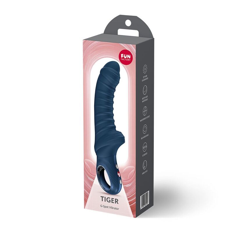 Вибратор для точки G Fun Factory TIGER Nightblue, ребристый, подходит для анальной стимуляции