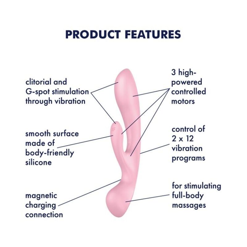 Двусторонний вибратор-кролик Satisfyer Triple Oh Pink (мятая упаковка!!!)