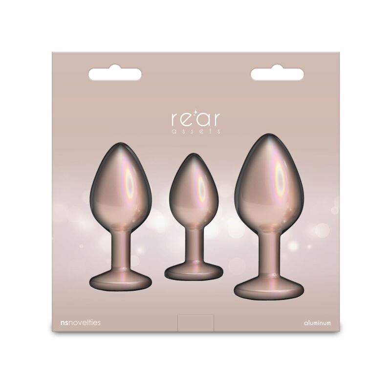 Набор анальных пробок NS Novelties Rear Assets - Trainer Kit - Iridescent Champagne - Clear Gem