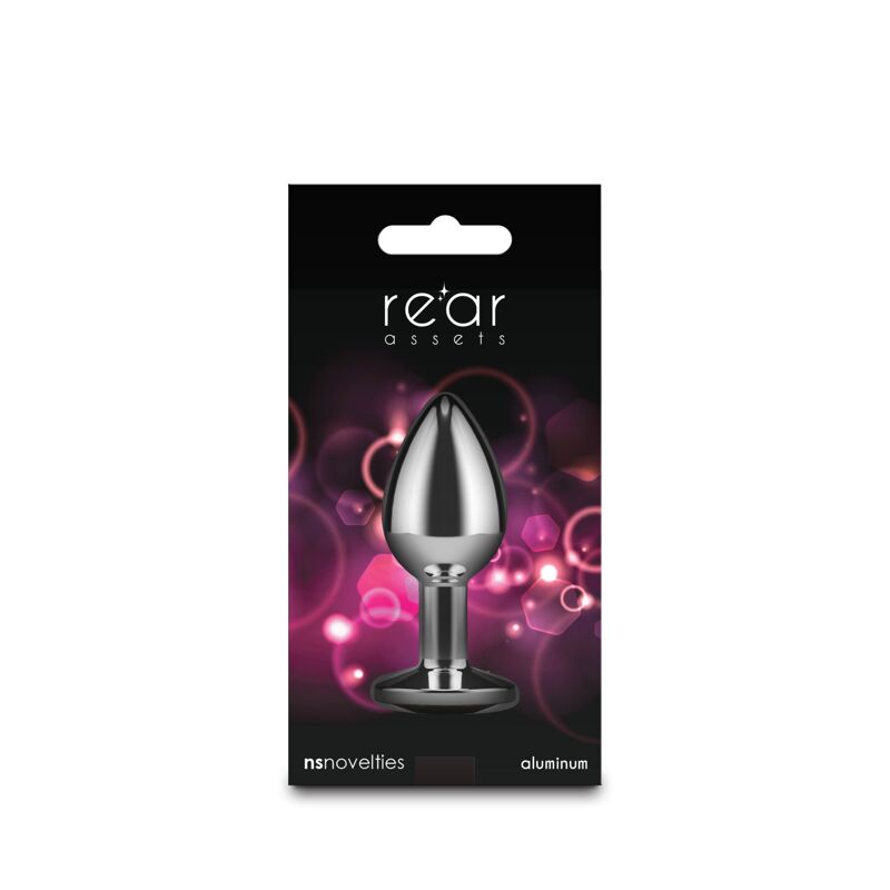 Анальная пробка NS Novelties Rear Assets - Silver - Small - Pink Gem