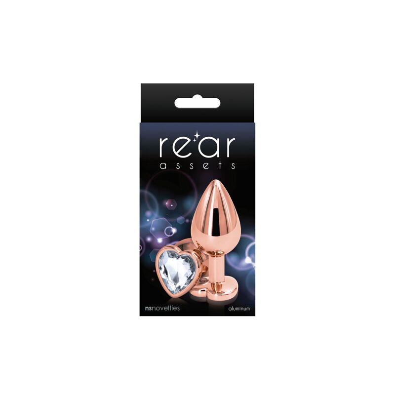 Анальная пробка NS Novelties Rear Assets - Rose Gold Heart - Medium - Clear