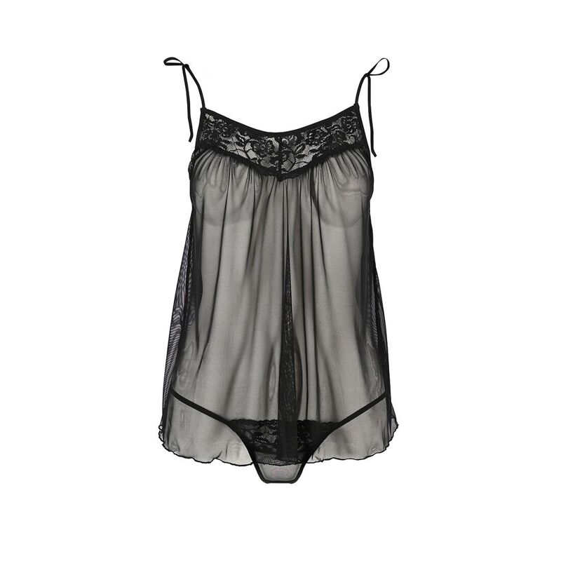 Сорочка прозрачная беби долл Passion MELANIA CHEMISE S/M black (мятая упаковка!!!)