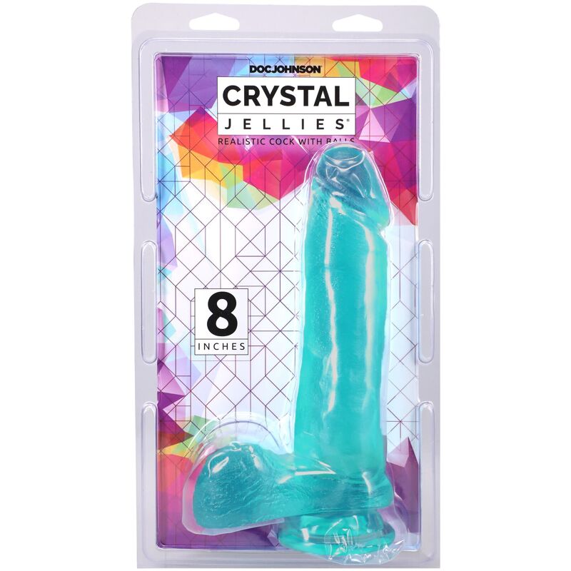 Фалоімітатор Doc Johnson Crystal Jellies - 8 Inch Realistic Cock with Balls- Teal Фалоімітатор Doc Johnson Crystal Jellies - 8 Inch Realistic Cock with Balls- Teal