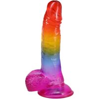 Фалоімітатор Doc Johnson Crystal Jellies - Realistic cock with balls 8.5 Inch - Rainbow Фалоімітатор Doc Johnson Crystal Jellies - Realistic cock with balls 8.5 Inch - Rainbow
