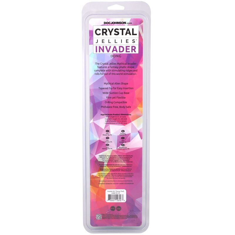 Фентезійний фалоімітатор Doc Johnson Crystal Jellies - Invader Dong 8.5 Inch - Teal Фентезійний фалоімітатор Doc Johnson Crystal Jellies - Invader Dong 8.5 Inch - Teal