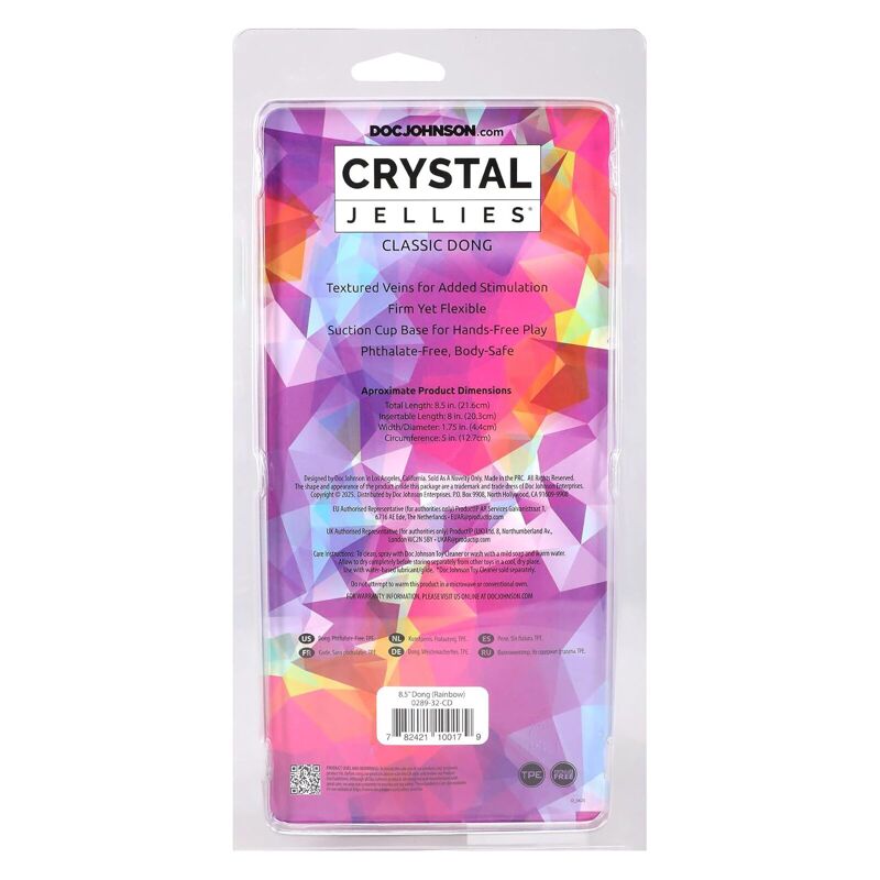 Дилдо Doc Johnson Crystal Jellies - 8.5 Inch Сlassic Dong - Rainbow Дилдо Doc Johnson Crystal Jellies - 8.5 Inch Сlassic Dong - Rainbow