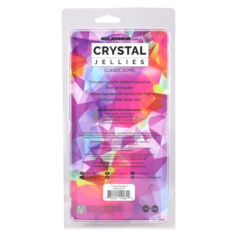 Дилдо Doc Johnson Crystal Jellies - 7 Inch Сlassic Dong - Rainbow Дилдо Doc Johnson Crystal Jellies - 7 Inch Сlassic Dong - Rainbow