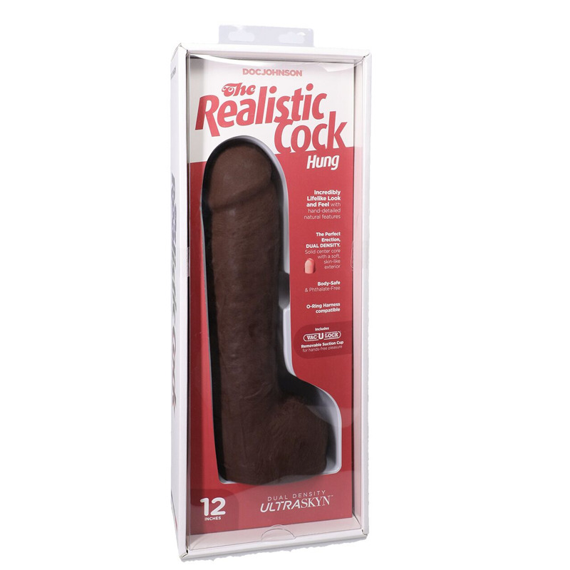Фалоімітатор Doc Johnson The Realistic Cock ULTRASKYN - 12 Inch Hung with Balls Chocolate