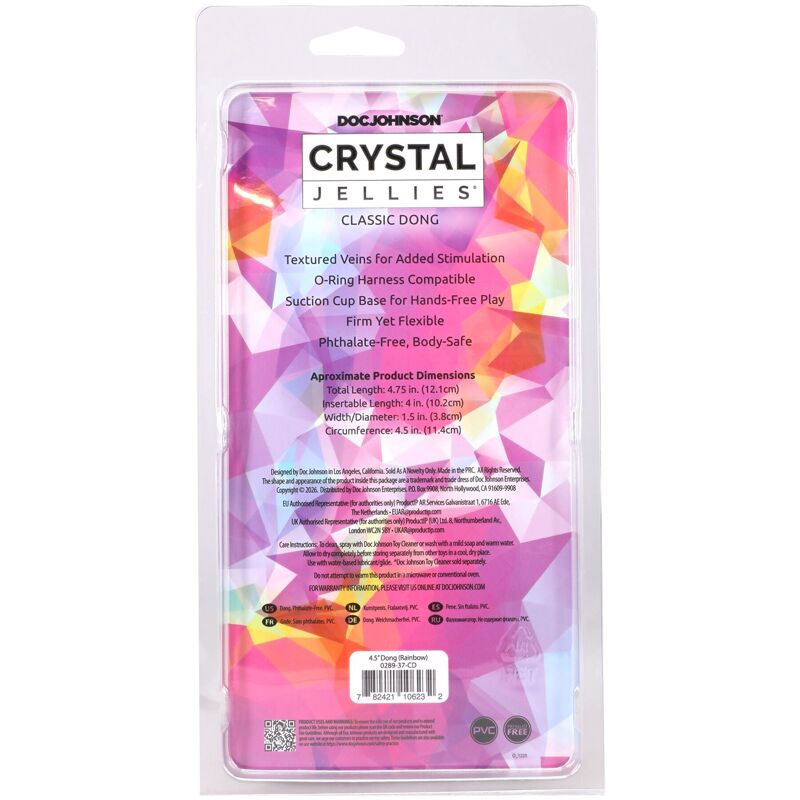 Дилдо Doc Johnson Crystal Jellies - 4.5 Inch Classic Dong - Rainbow Дилдо Doc Johnson Crystal Jellies - 4.5 Inch Classic Dong - Rainbow