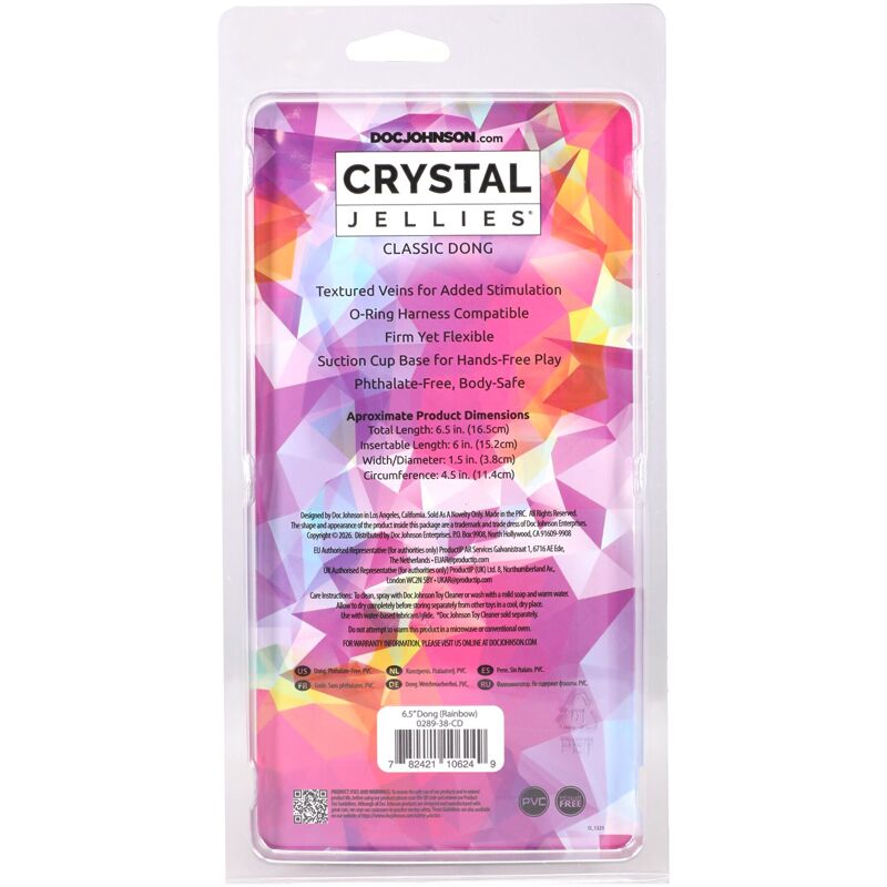 Дилдо Doc Johnson Crystal Jellies - 6.5 Inch Classic Dong - Rainbow Дилдо Doc Johnson Crystal Jellies - 6.5 Inch Classic Dong - Rainbow