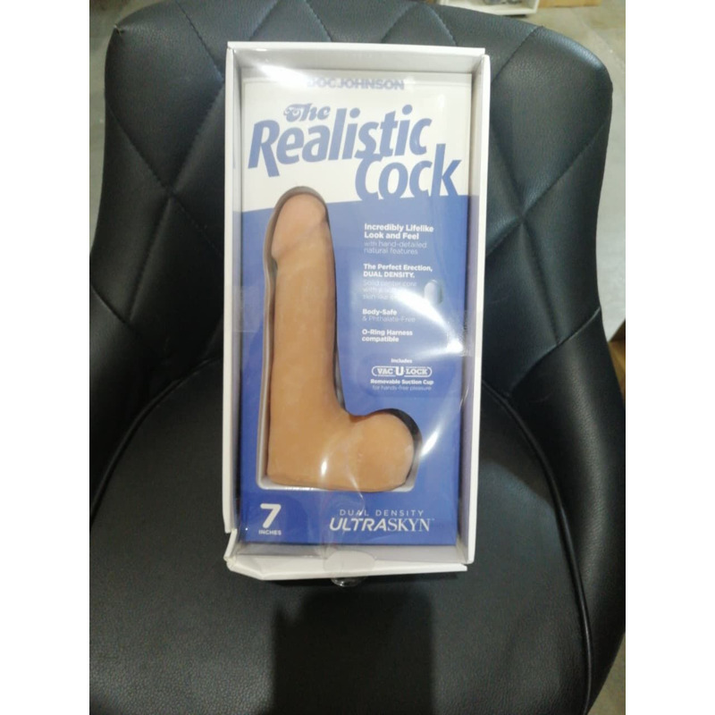 Фалоімітатор Doc Johnson The Realistic Cock ULTRASKYN 7 Inch with Balls Vanilla (м'яте паковання!!!)