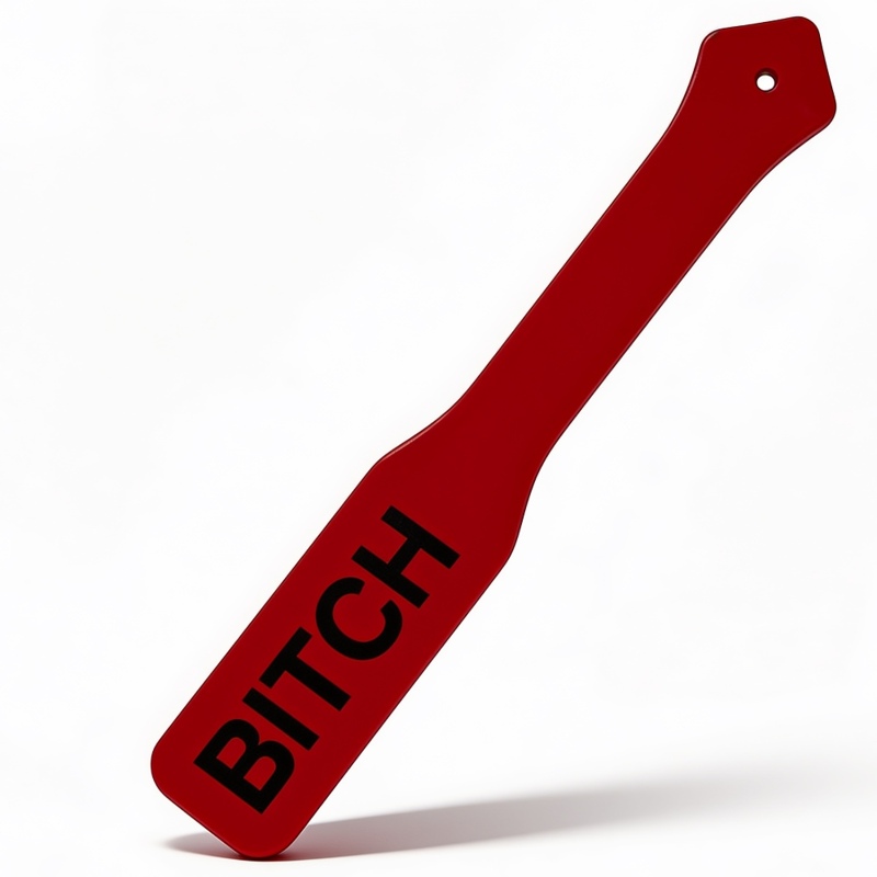 Паддл DS Fetish із чорним написом Bitch, червоний