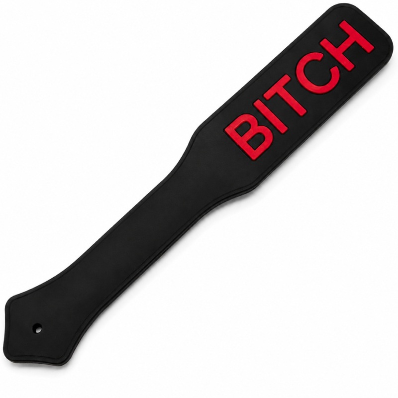 Пэддл DS Fetish с красной надписью Bitch, черный