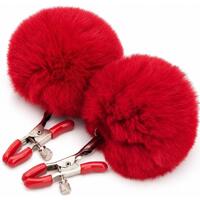 Затискачі для сосків DS Fetish з червоними пухнастими помпонами