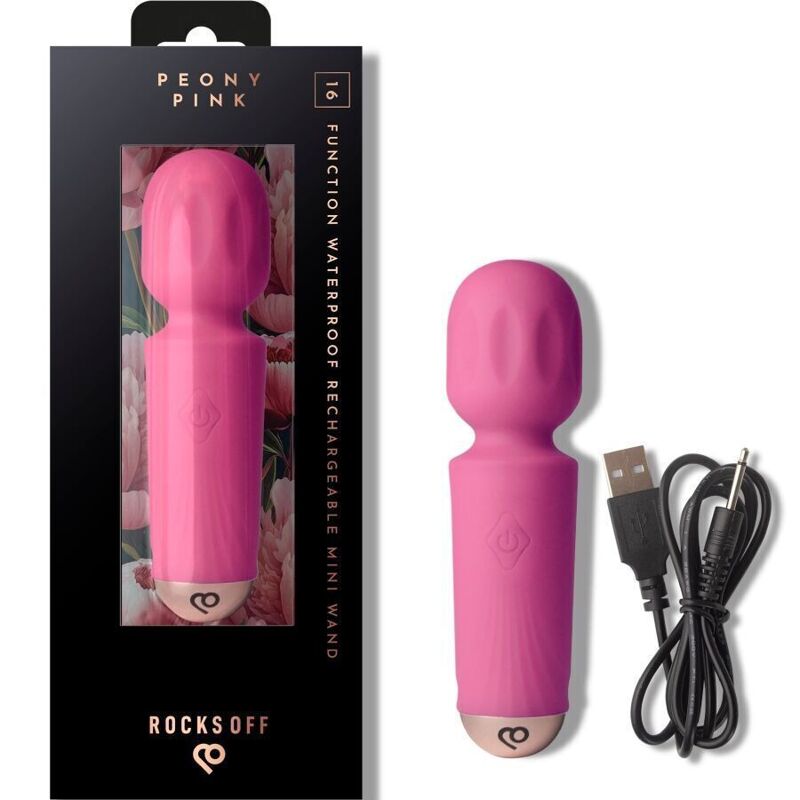 Вібромасажер Rocks Off Mini Wand Peony Pink, 16 режимів Вібромасажер Rocks Off Mini Wand Peony Pink, 16 режимів
