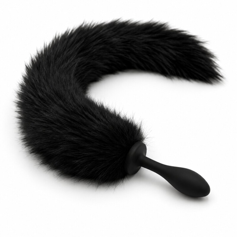 Анальная пробка силиконовая DS Fetish с черным лисьим хвостом, XXS