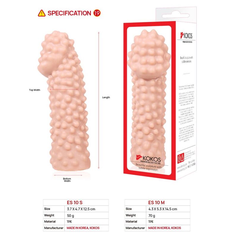 Насадка на член Kokos Extreme Sleeve ES.10 размер S, утолщающая, стимулирующий рельеф Насадка на член Kokos Extreme Sleeve ES.10 размер S, утолщающая, стимулирующий рельеф