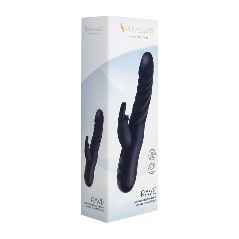 Вибратор-кролик S Pleasures Premium Rave Black Вибратор-кролик S Pleasures Premium Rave Black