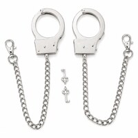 Наручники металлические DS Fetish с удлиненной цепью на карабинах, серебристые
